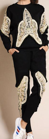 Embroidered Sweater and Pant Set