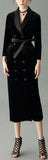 Double-Breasted Velvet Suit-Dress, Black
