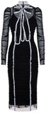 Contrast Piping Ruched Tulle Dress