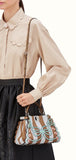 Mini Peekaboo Studded Stripe Leather Satchel