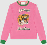 Embroidered Knit Sweater in Pink - DESIGNER INSPIRED FASHIONS