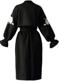 Floral-Embroidered Wrap Coat