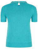 Embellished Ribbon Knit Short-Sleeve Sweater