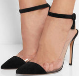 Black Suede and PVC Pumps - DESIGNER INSPIRED FASHIONS