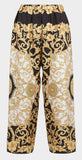 Gold Hibiscus Print Silk Twill Blouse and Cropped Trouser Set | DESIGNER INSPIRED FASHIONS