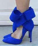 Suede Ribbon Bow Pumps - ( Variety of Colors to choose from ) - DESIGNER INSPIRED FASHIONS