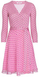 'Irina' Printed Wrap Dress in Pink - DESIGNER INSPIRED FASHIONS