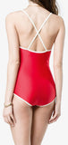 Interlocking Logo-Print Swimsuit, Red