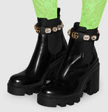 Leather Ankle Boots with Belt