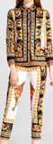 Cheetah and Baroque Printed Shirt and Cropped Pant Set
