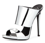 Metallic Stiletto Mule Slide - Silver, Rose Gold, Gold, Python Effect Gold