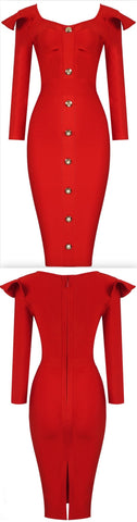 Flutter Long Sleeve Fitted Button-Down Dress