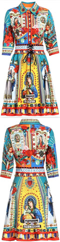 Mixed Print Corset Mini Dress