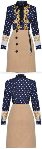 Printed Blouse and Button with Zip Embellished Mini Skirt