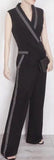 Black Double-Breasted Crystal-Embellished Jumpsuit