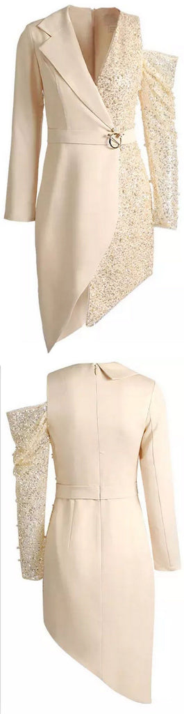 Asymmetrical Sequined Half-Blazer Dress | DESIGNER INSPIRED FASHIONS