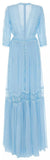 Lace-Trimmed Embroidered Chiffon Maxi Dress | DESIGNER INSPIRED FASHIONS