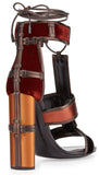 Patchwork Leather Cage Sandals-Multi - DESIGNER INSPIRED FASHIONS