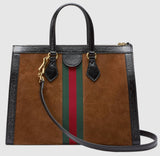 Ophidia Medium Top Handle Bag - Chestnut Suede