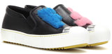 Embellished Leather Slip-on Sneakers in Black - DESIGNER INSPIRED FASHIONS