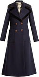 Double-Breasted Peak Lapel Wool Coat