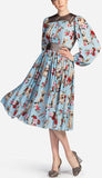 Dog & Rose Print Crepe De Chine Dress