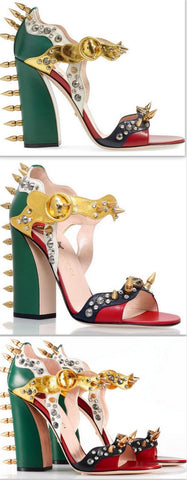 'Malin' Spike Leather Sandals - DESIGNER INSPIRED FASHIONS