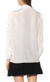 Embellished Silk Shirt, White