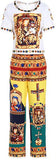Embellished-Collar Printed Tee & Printed Pant Set