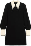 Black Cady Dress with White Sequined Collar & Cuffs