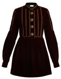 Studded and Pleated Velvet Mini Dress