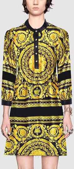 Baroque Print Silk Mini Dress