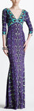 Snake Print V-Neck Jersey Silk Gown-Violet - DESIGNER INSPIRED FASHIONS