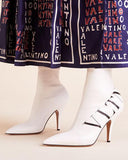 VLTN Logo Sock Booties, White
