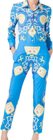 Printed Blue Shirt & Pant Set