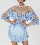 'Abigail' Fringe & Bead Embellished Dress-Light Blue - DESIGNER INSPIRED FASHIONS