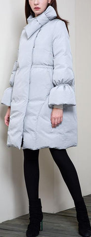 Puffer Coat with Bow, Grey