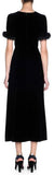 Short-Sleeve Fur Cuffs Velvet Midi Cocktail Dress with Heart Embroidery