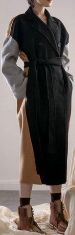 Color-Block Wool-Blend Coat