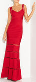 'Rilla' Crochet Cage Stitch Gown, Red
