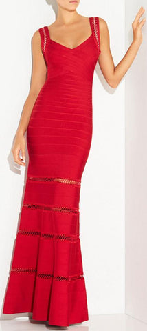 'Rilla' Crochet Cage Stitch Gown, Red