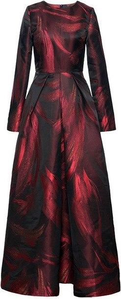 Printed Long-Sleeve Maxi Dress