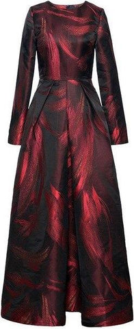 Printed Long-Sleeve Maxi Dress