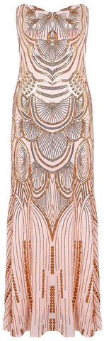 Sequin-Embellished Strapless Maxi Dress