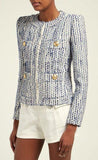 Blue Cotton-Blend Tweed Jacket