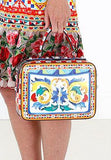 Printed Textured-Leather Shoulder Bag
