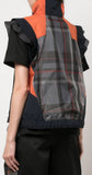 Buckled Paneled Checked Shirt, Blue/Orange