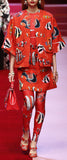 Fish Print Jacket & Mini Skirt Set
