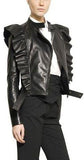 Black Ruffled Nappa-Leather Jacket