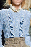 Ruffle Wool Sweater in Blue - DESIGNER INSPIRED FASHIONS